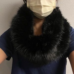 NWOT ZARA Black FAUX FUR Neck-warmer SCARF Collar